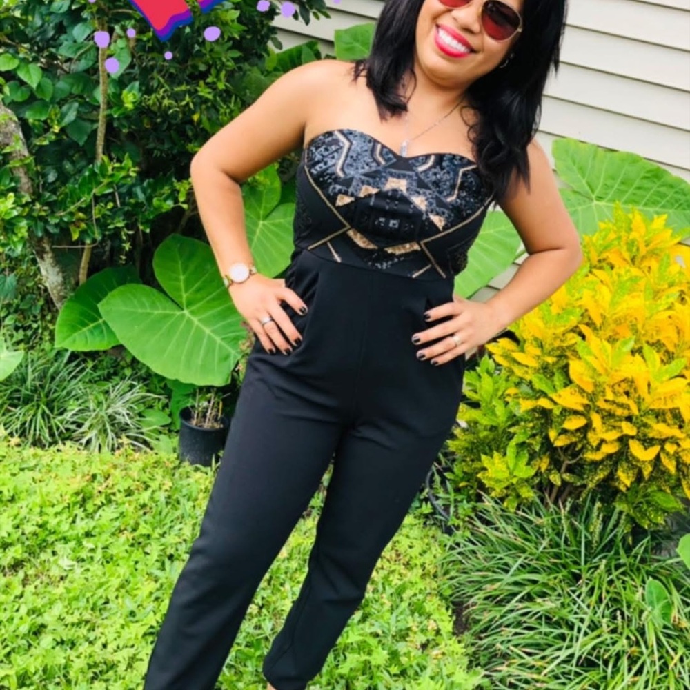 Elegant Black Strapless Jumpsuit